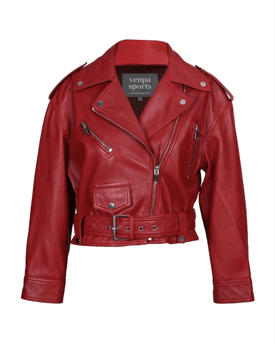 Ladies Fitted Leather Bomber view 1
