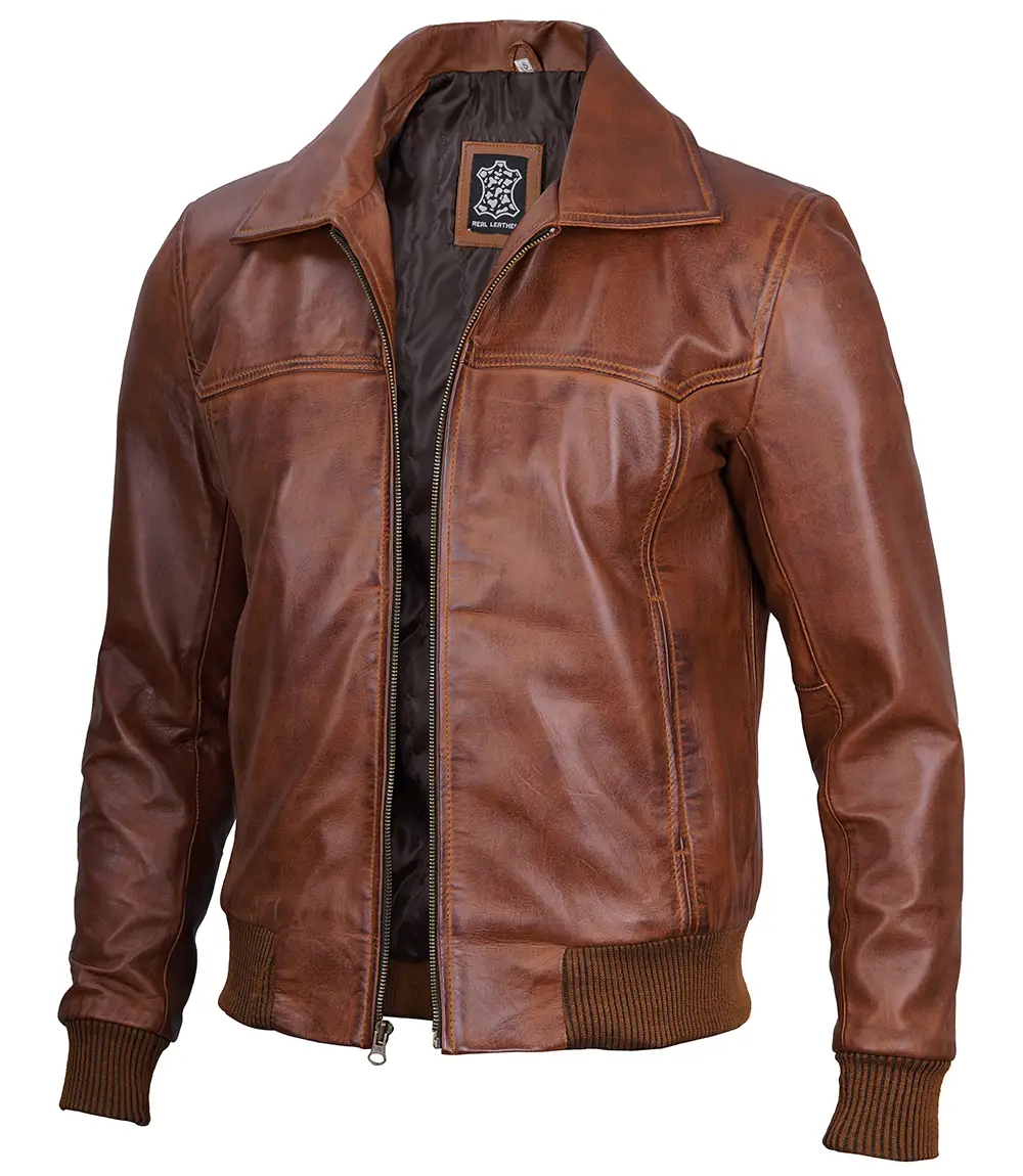 Classic Leather Bomber Jacket view 1